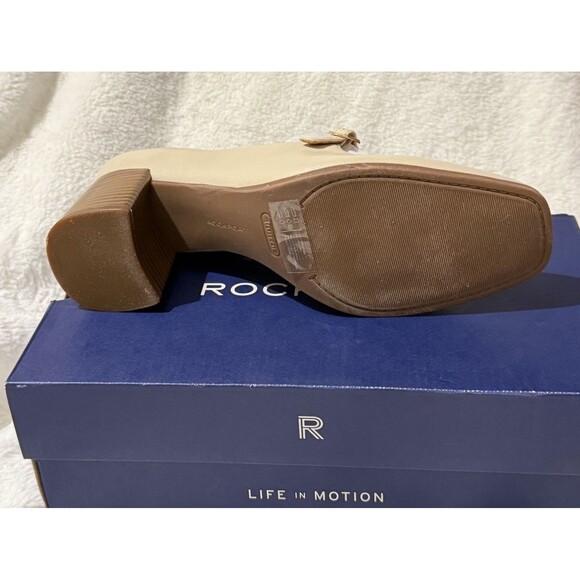 Rockport Violetta Mary Jane CJ3333 Womens Beige Leather Pumps Heels Shoes 8.5 M - Picture 11 of 12